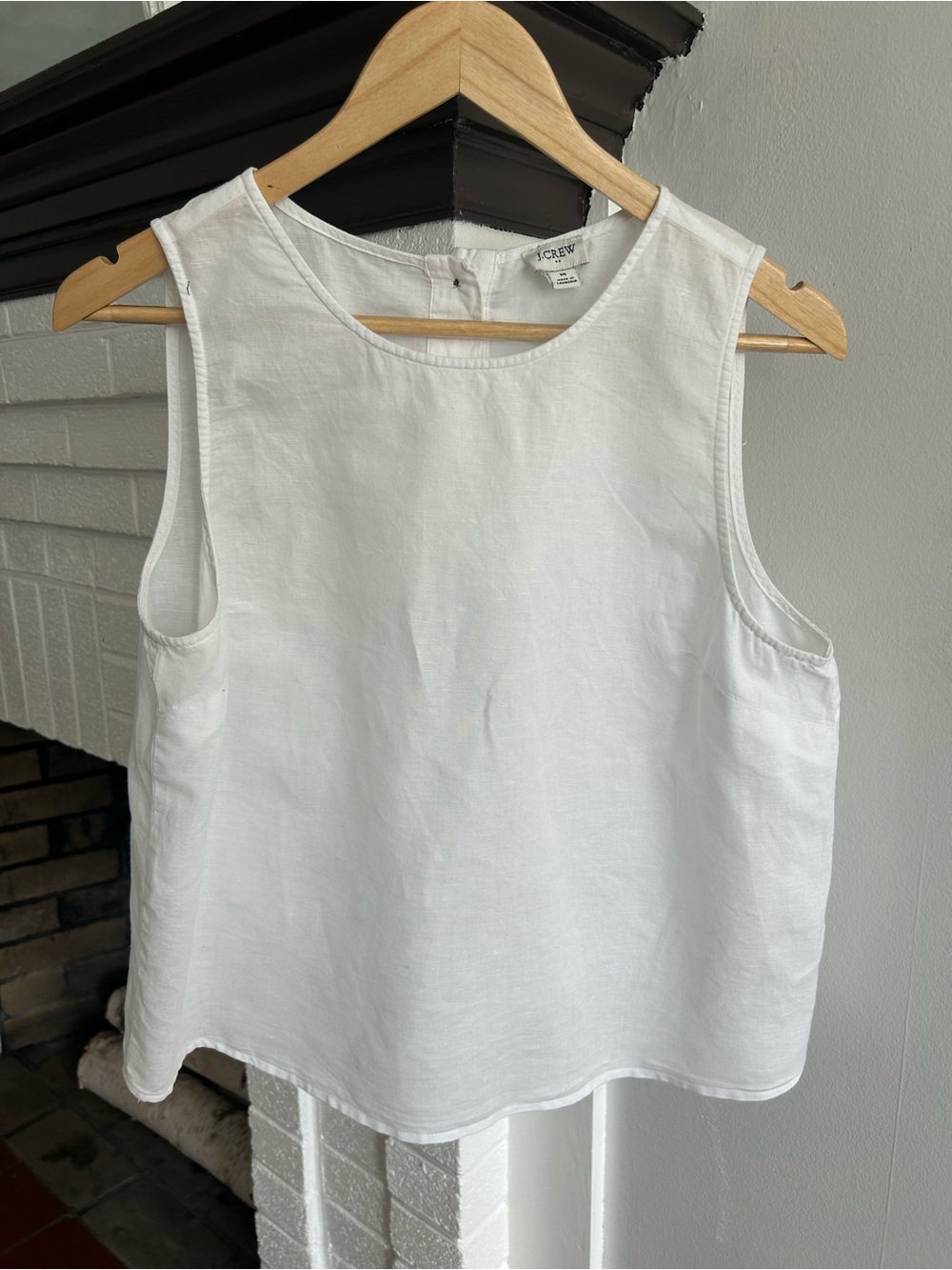 J. Crew White Linen-Blend Sleeveless Shell Top